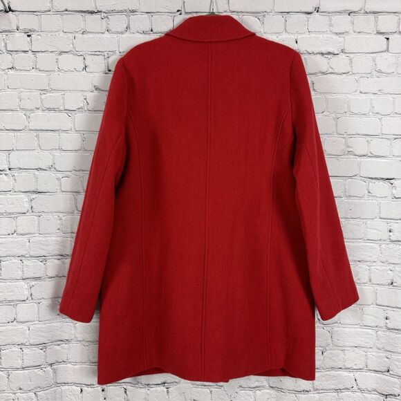 J CREW Wool Blend Double Breasted Topcoat Jacket Red Women Size 14 Welt Pockets - Picture 9 of 11